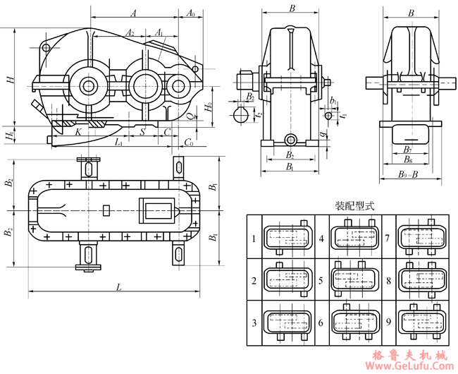 SKH型圆弧齿轮减速机外形及安装尺寸(图2)
