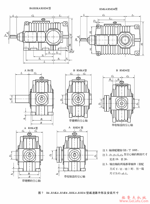 R4、RMK4、RMD4、RHK4、RHD4型减速机外形及安装尺寸(图2)
