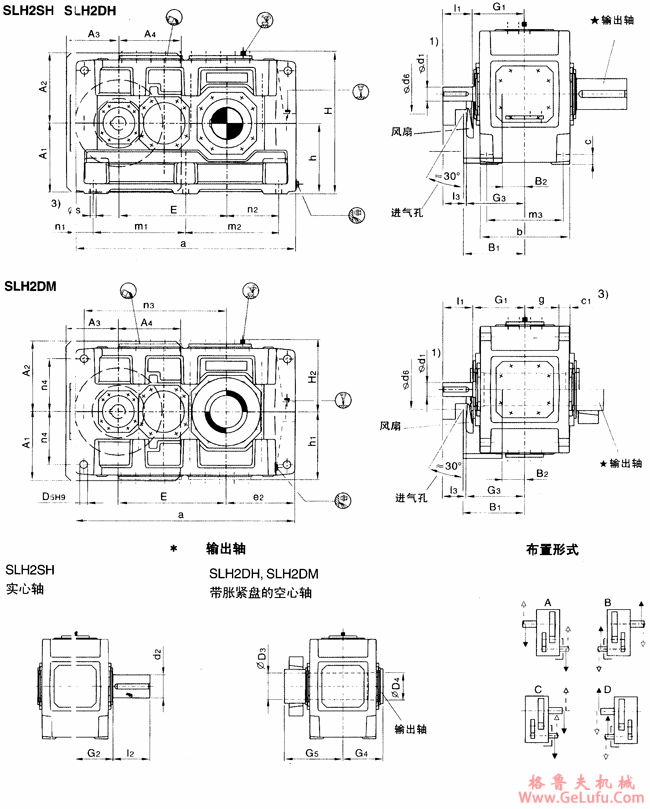 SLH2.H、SLH2.M型平行轴大功率齿轮箱外形及安装尺寸（规格23...26）(图2)