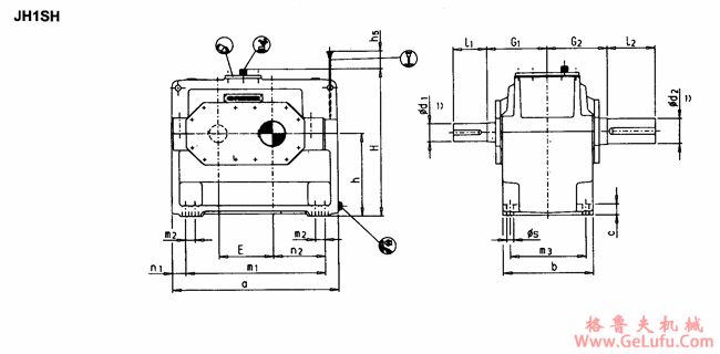 JH1SH型平行轴工业齿轮箱外形及安装尺寸（规格1...19）(图2)