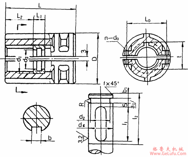 JQ型夹壳联轴机基本参数和主要尺寸（HG5-213-65）(图2)