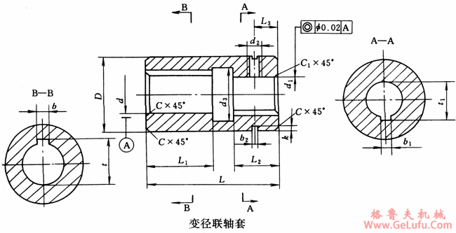 变径联轴套外形及安装尺寸(图2)
