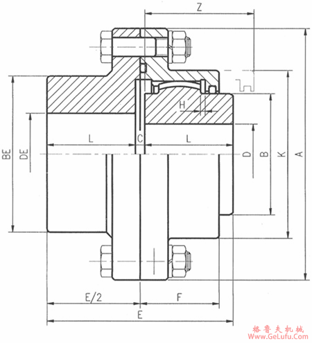 DY-EB型单面啮合联轴机外形及安装尺寸(图2)