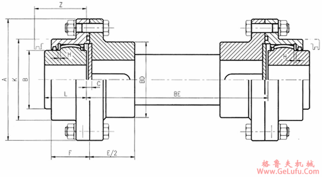 DY-FSA型浮动轴型单面啮合联轴机外形及安装尺寸(图2)