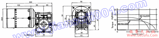 三相感应马达附中空型减速机（出力60W-90W）(图2)