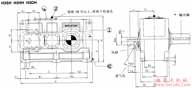 H3.H型平行轴齿轮箱三级传动卧式安装(图2)
