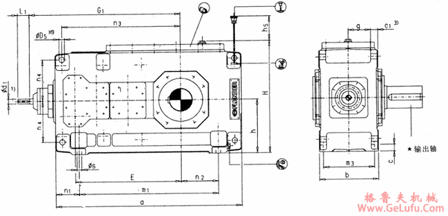 B4.H型直交轴齿轮箱四级传动卧式安装(图2)