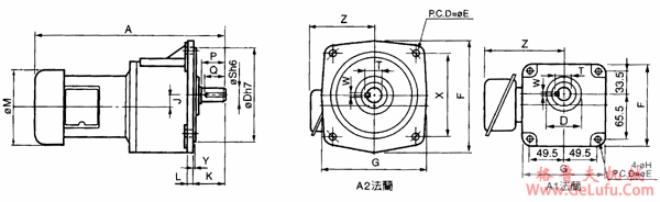 台湾ZL、ZF小型齿轮减速电机三相立式外形安装尺寸 (图2)