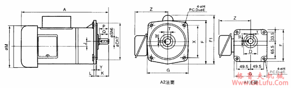 台湾ZL、ZF小型齿轮减速电机单相立式外形安装尺寸(图2)