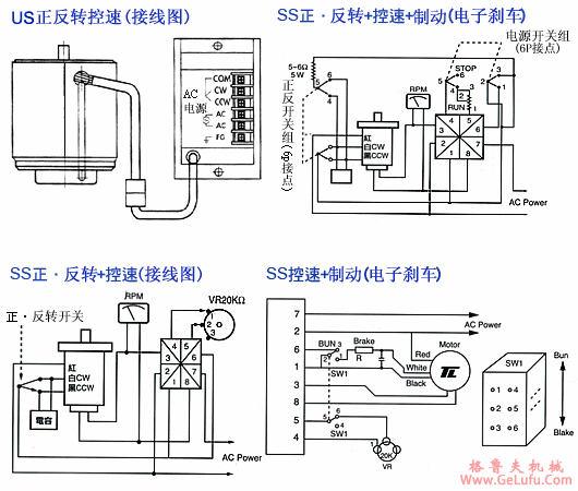 US无段变速付电磁刹车马达控制尺寸图及接线说明(图3)