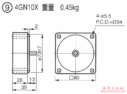 US无段变速付电磁刹车马达尺寸图(图10)