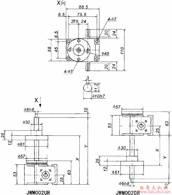 JWM002丝杠升降机外形尺寸表(图3)