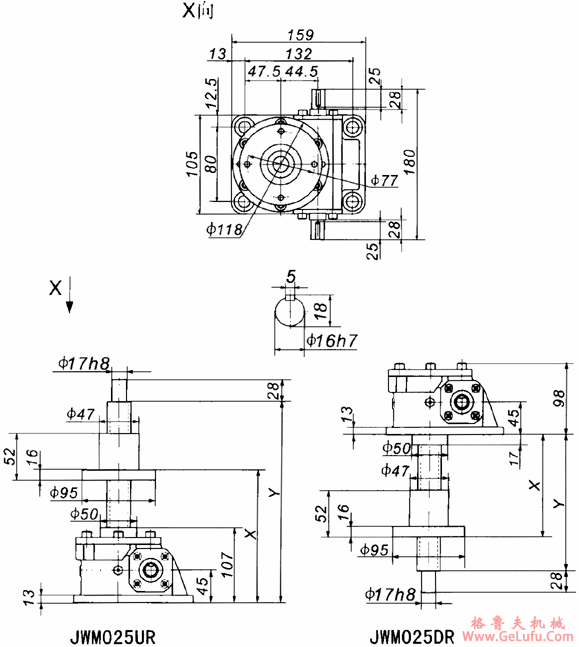 JWM025丝杠升降机外形尺寸表(图3) JWM025丝杠升降机外形尺寸表(图3)