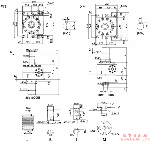 JWM1000丝杠升降机外形尺寸表(图2) JWM1000丝杠升降机外形尺寸表(图2)