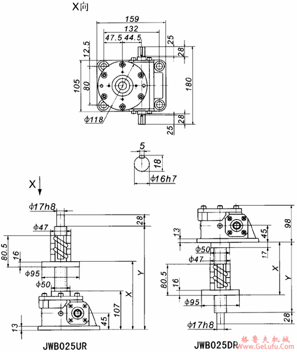 JWB025丝杠升降机外形尺寸表(图3) JWB025丝杠升降机外形尺寸表(图3)