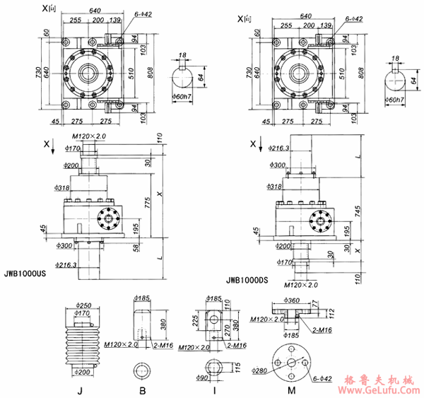 JWB1000外形尺寸表(图2) JWB1000外形尺寸表(图2)