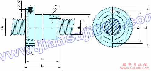 PRFD 法兰式双螺母安装尺寸(图3) PRFD 法兰式双螺母安装尺寸(图3)