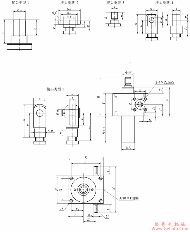 CS型蜗轮丝杠升降机A型结构联结尺寸(图2)