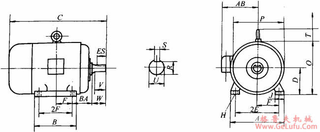 NEMA标准三相异步电动机外形尺寸（143～499T机座）(图2)