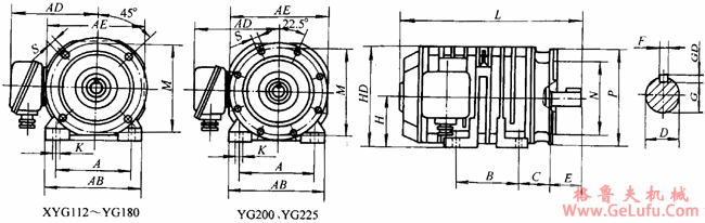 YG系列辊道用三相异步电动机外形尺寸（H112～225mm）(图4)