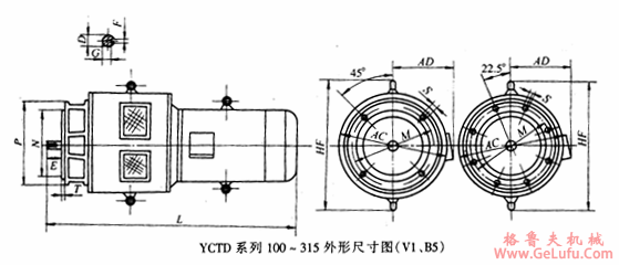 YCTD系列100～315外形尺寸图（V1、B5）(图2)