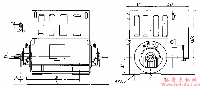 Y系列(IP23)高速三相异步电动机外形及安装尺寸(图2)