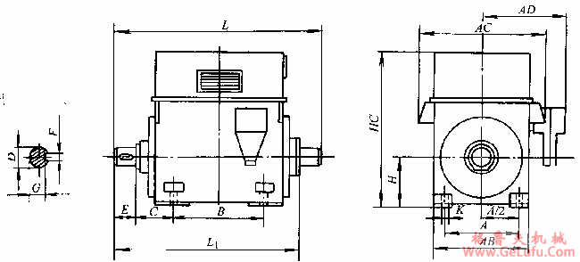 YK系列高速低噪声三相异步电动机外形及安装尺寸（H355～400mm）(图2)