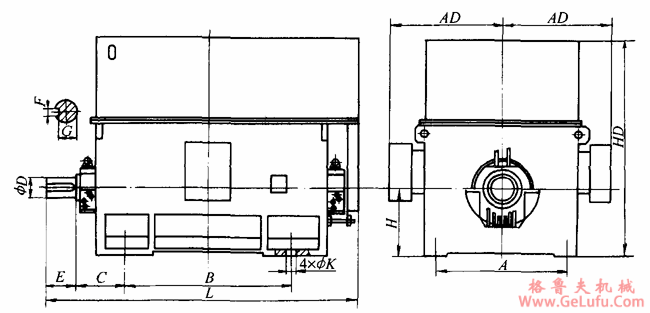 YTM、YHP、YMPS系列电站磨煤机专用三相异步电动机外形及安装尺寸（6KV）(图3)