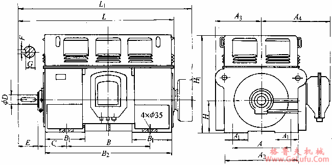 Y、YR系列中型三相异步电动机外形及安装尺寸（660V）(图2)