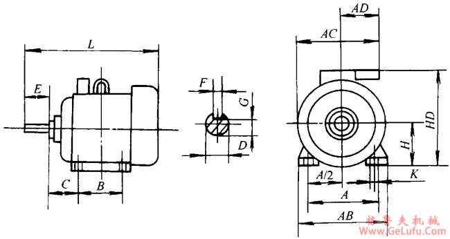 YB系列中型低压隔壁爆型三相异步电动机外形及安装尺寸(图2)