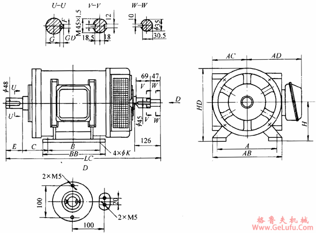 YTDP系列变频调速电梯用三相异步电动机外形尺寸(270~335)(图2) YTDP系列变频调速电梯用三相异步电动机外形尺寸(270~335)(图2)