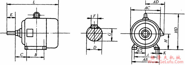 YDT系列机风机水泵专用变极多速异步电动机外形尺寸（H80～315mm）(图2)
