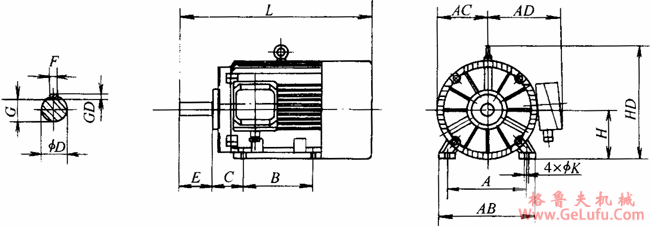 YTSP系列（IC411）变频调速三相异步电动机外形尺寸（H90～355mm）(图2)