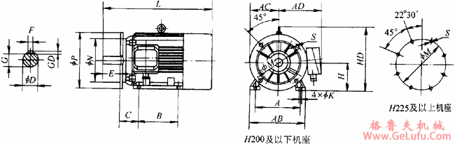 YTSP系列（IC411）变频调速三相异步电动机外形尺寸（H90～355mm）(图4)