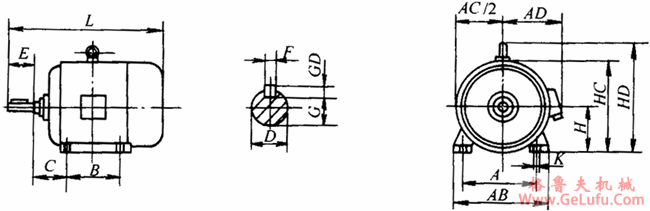 YTPS系列交流变频调速三相异步电动机外形尺寸（H80～200mm）(图2)
