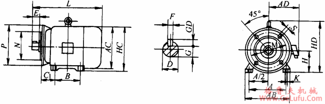 YTPS系列交流变频调速三相异步电动机外形尺寸（H80～200mm）(图4)