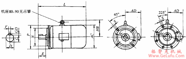 YEJ系列电磁制动三相异步电动机外形尺寸（H80～225mm） (图3)