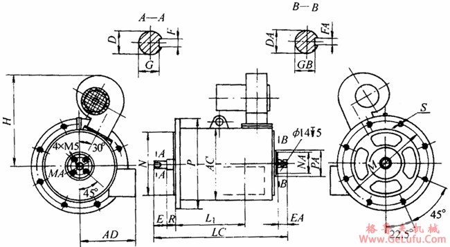 YYTD系列电梯用三相异步电动机外形尺寸(图2)