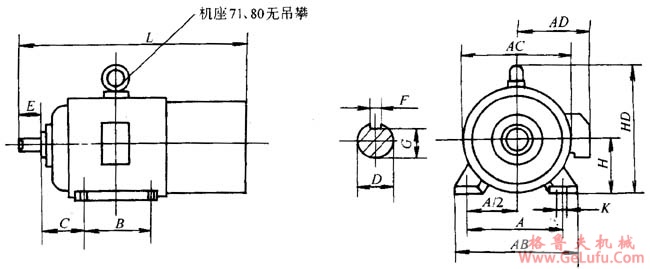 SEJ系列电磁制动三相异步电动机外形尺寸（H71～160mm）(图2)