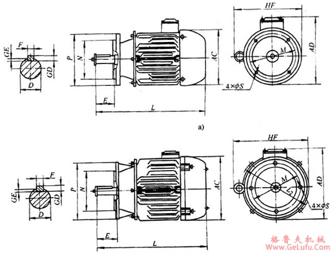 YEZ系列锥形转子三相异步电动机外形尺寸（H112～180mm）(图2)