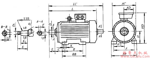 YZR2系列起重及冶金用绕线转子三相异步电动机外形尺寸(图2)