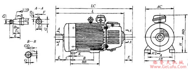 YZJ、YZRJ、YZRWJ系列起重及冶金用三相异步电动机外形尺寸(图2) YZJ、YZRJ、YZRWJ系列起重及冶金用三相异步电动机外形尺寸(图2)