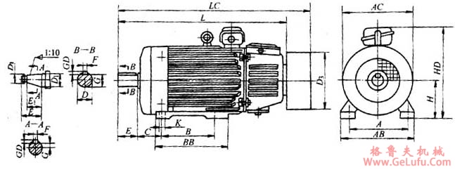 YZJ、YZRJ、YZRWJ系列起重及冶金用三相异步电动机外形尺寸(图3) YZJ、YZRJ、YZRWJ系列起重及冶金用三相异步电动机外形尺寸(图3)