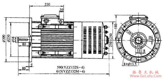 YZZ型起重制动用三相异步电动机外形尺寸(图2)