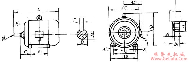 YTH系列塔式起重机回转机构用三相异步电动机外形尺寸(图2)