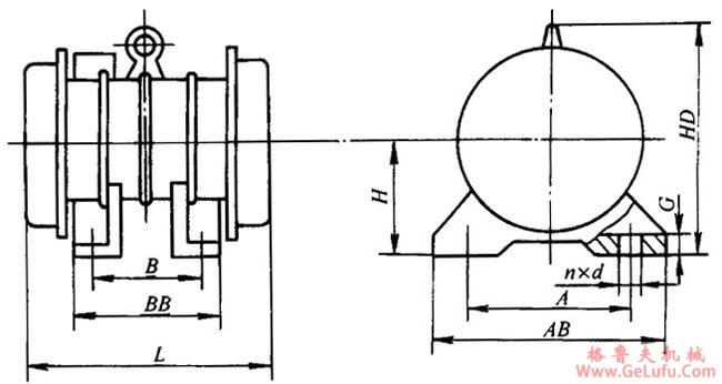 YJZ系列激振异步电动机（2～140KN）外形尺寸(图2)