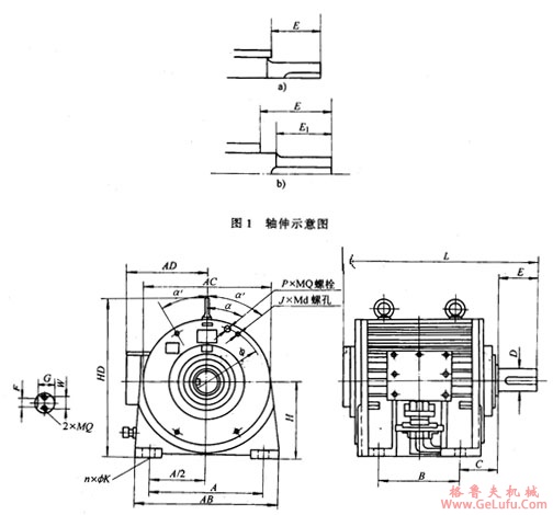 YNZ系列振动装锤用耐振三相异步电动机外形尺寸（30～150KW）(图2)