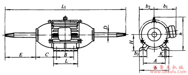 JP2系列磨光三相异步电动机外形及安装尺寸(图2)
