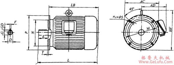 YT-H系列船用风机用三相异步电动机外形及安装尺寸(图4)