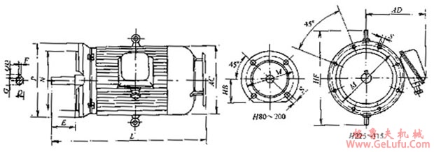 Y-H系列船用三相异步电动机(IP44)外形及安装尺寸(图5) Y-H系列船用三相异步电动机(IP44)外形及安装尺寸(图5)